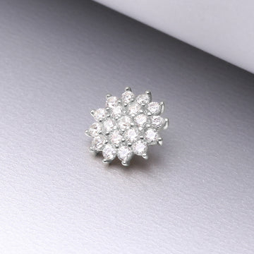 Detail View 1 of 14 Karat White Gold Grand Sparkle Flower Dermal Anchor Top-Clear Gem